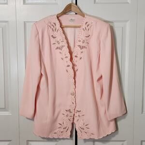 Vintage Alvce Designs Soft Pink Beaded Blazer Size 20 Paris Designer 90s Elegant